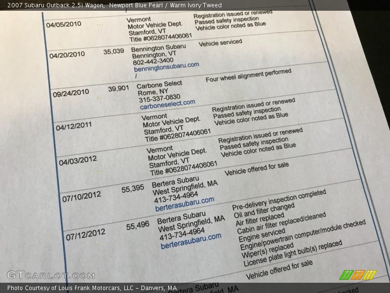 Newport Blue Pearl / Warm Ivory Tweed 2007 Subaru Outback 2.5i Wagon