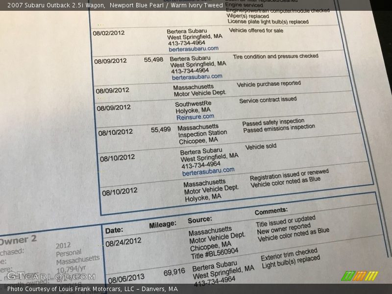 Newport Blue Pearl / Warm Ivory Tweed 2007 Subaru Outback 2.5i Wagon