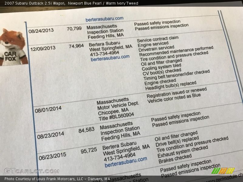 Newport Blue Pearl / Warm Ivory Tweed 2007 Subaru Outback 2.5i Wagon