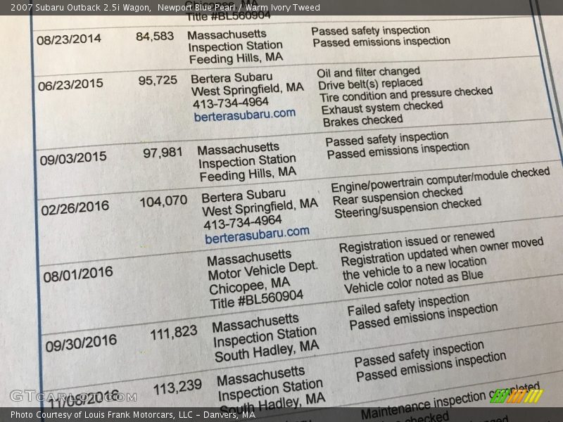 Newport Blue Pearl / Warm Ivory Tweed 2007 Subaru Outback 2.5i Wagon