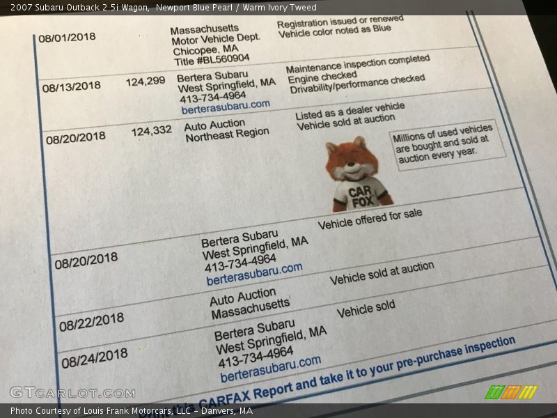 Newport Blue Pearl / Warm Ivory Tweed 2007 Subaru Outback 2.5i Wagon