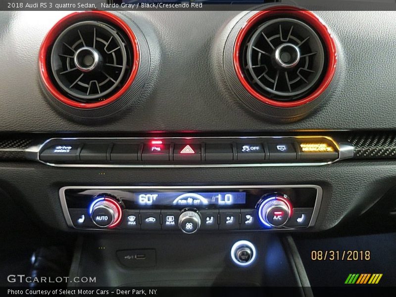 Nardo Gray / Black/Crescendo Red 2018 Audi RS 3 quattro Sedan