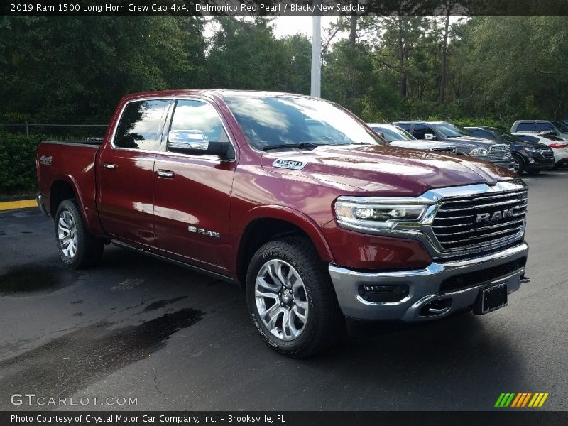 Delmonico Red Pearl / Black/New Saddle 2019 Ram 1500 Long Horn Crew Cab 4x4