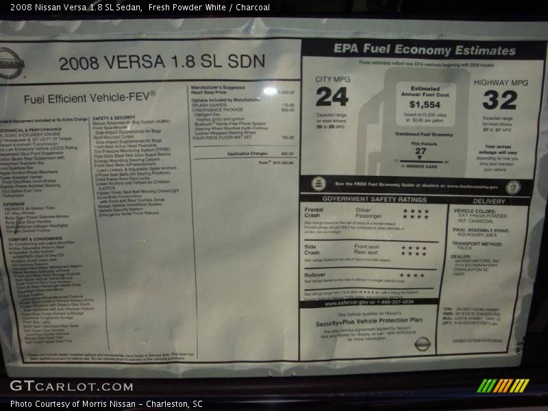 Fresh Powder White / Charcoal 2008 Nissan Versa 1.8 SL Sedan