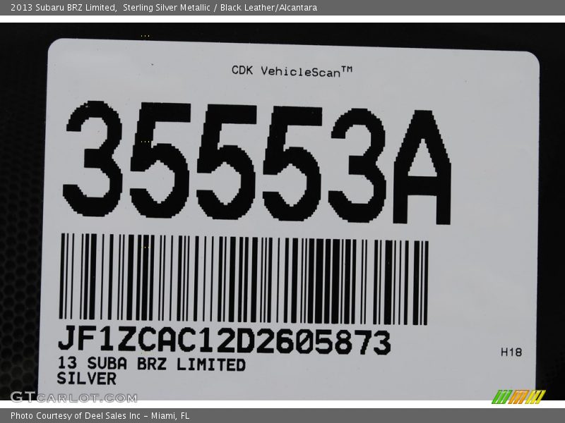 Sterling Silver Metallic / Black Leather/Alcantara 2013 Subaru BRZ Limited