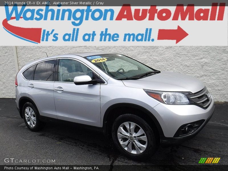 Alabaster Silver Metallic / Gray 2014 Honda CR-V EX AWD