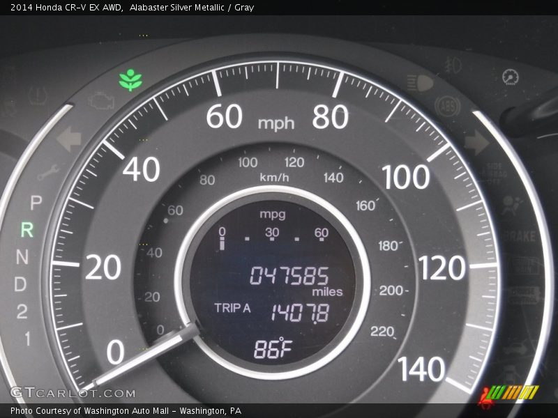 Alabaster Silver Metallic / Gray 2014 Honda CR-V EX AWD