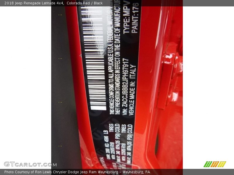 Colorado Red / Black 2018 Jeep Renegade Latitude 4x4