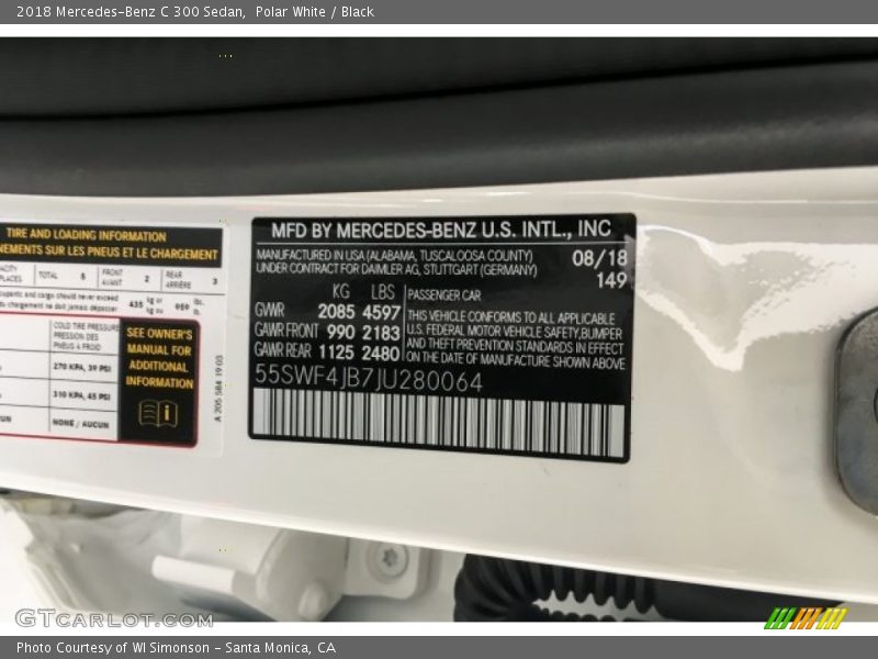 Polar White / Black 2018 Mercedes-Benz C 300 Sedan