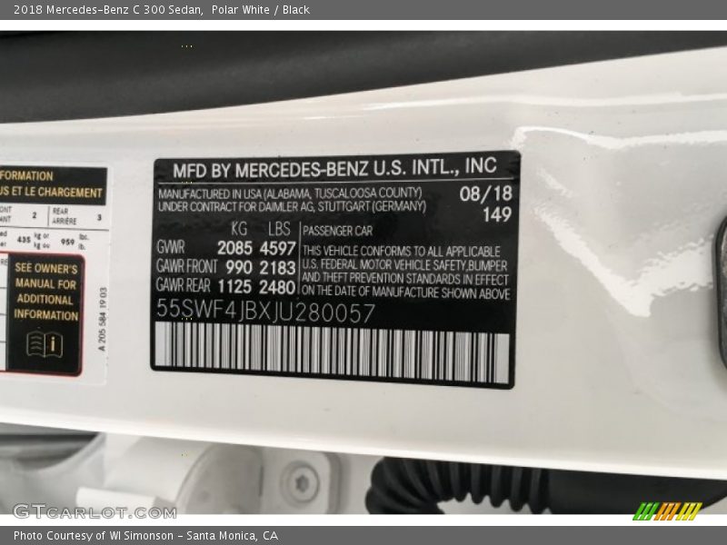 Polar White / Black 2018 Mercedes-Benz C 300 Sedan