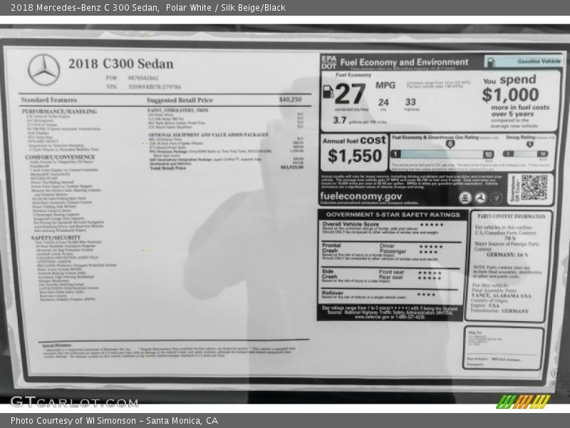 Polar White / Silk Beige/Black 2018 Mercedes-Benz C 300 Sedan