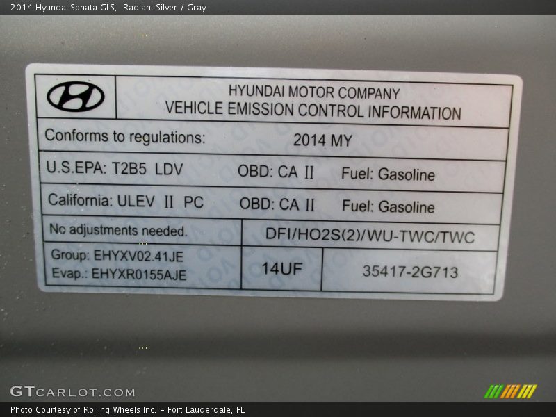 Radiant Silver / Gray 2014 Hyundai Sonata GLS