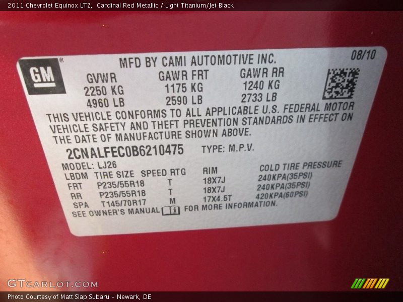 Cardinal Red Metallic / Light Titanium/Jet Black 2011 Chevrolet Equinox LTZ