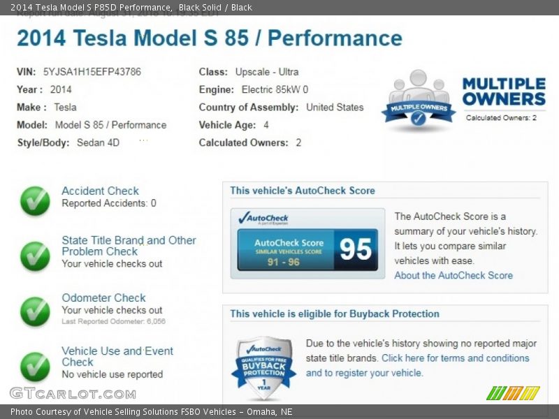 Black Solid / Black 2014 Tesla Model S P85D Performance