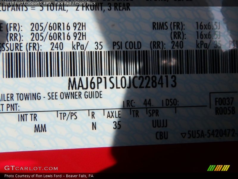 Race Red / Ebony Black 2018 Ford EcoSport S 4WD