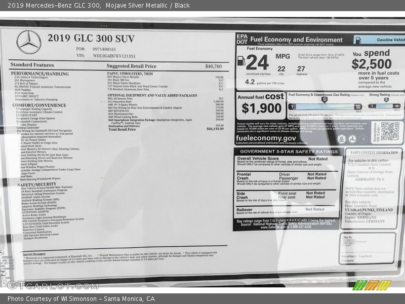 Mojave Silver Metallic / Black 2019 Mercedes-Benz GLC 300