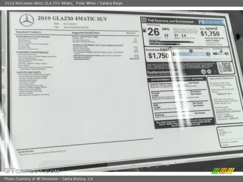 Polar White / Sahara Beige 2019 Mercedes-Benz GLA 250 4Matic
