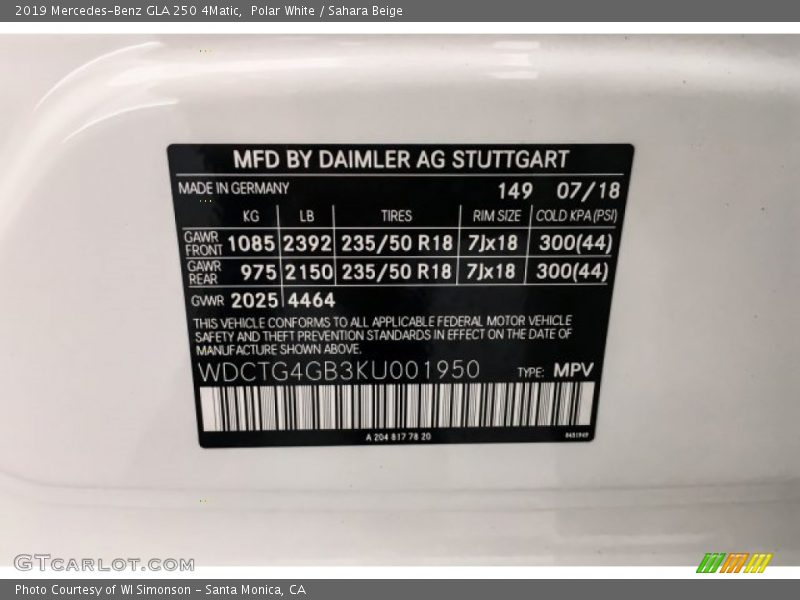 Polar White / Sahara Beige 2019 Mercedes-Benz GLA 250 4Matic