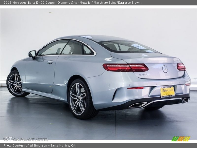 Diamond Silver Metallic / Macchiato Beige/Espresso Brown 2018 Mercedes-Benz E 400 Coupe