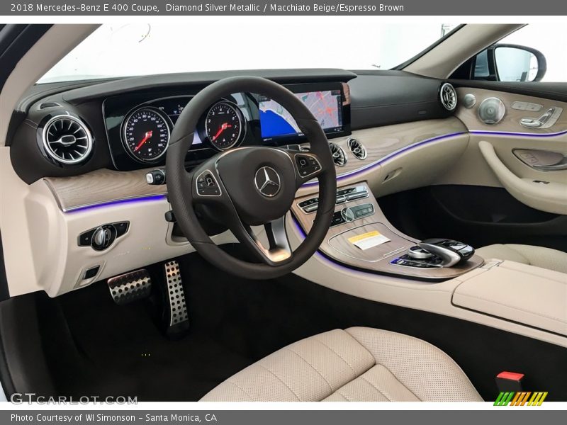 Diamond Silver Metallic / Macchiato Beige/Espresso Brown 2018 Mercedes-Benz E 400 Coupe