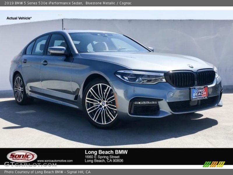 Bluestone Metallic / Cognac 2019 BMW 5 Series 530e iPerformance Sedan