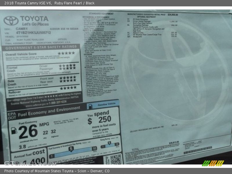 Ruby Flare Pearl / Black 2018 Toyota Camry XSE V6