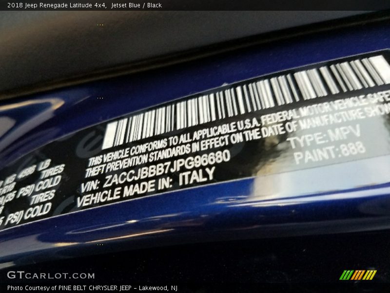 Jetset Blue / Black 2018 Jeep Renegade Latitude 4x4