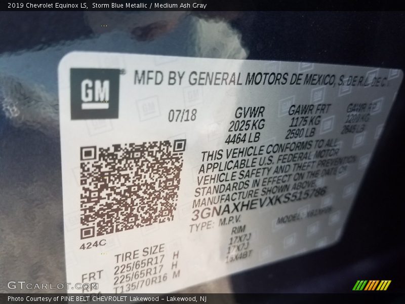 Storm Blue Metallic / Medium Ash Gray 2019 Chevrolet Equinox LS