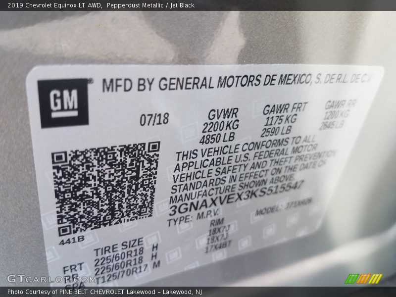 Pepperdust Metallic / Jet Black 2019 Chevrolet Equinox LT AWD
