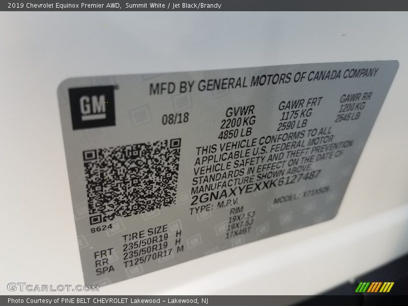 Summit White / Jet Black/Brandy 2019 Chevrolet Equinox Premier AWD