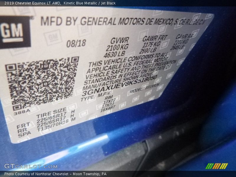 Kinetic Blue Metallic / Jet Black 2019 Chevrolet Equinox LT AWD