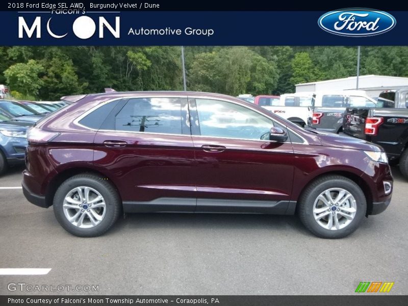 Burgundy Velvet / Dune 2018 Ford Edge SEL AWD