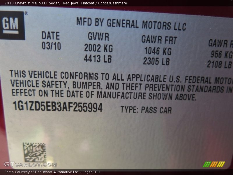 Red Jewel Tintcoat / Cocoa/Cashmere 2010 Chevrolet Malibu LT Sedan