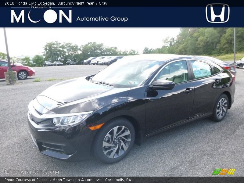 Burgundy Night Pearl / Gray 2018 Honda Civic EX Sedan