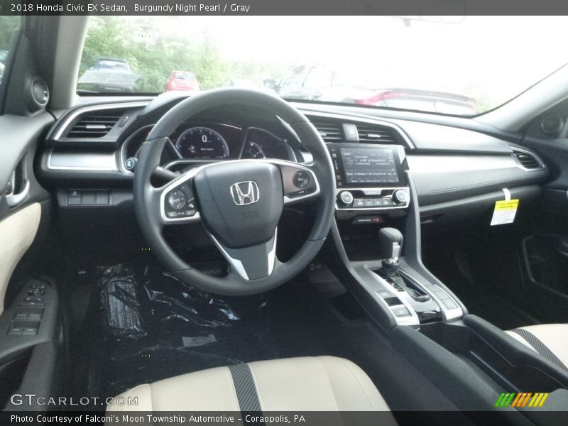 Burgundy Night Pearl / Gray 2018 Honda Civic EX Sedan