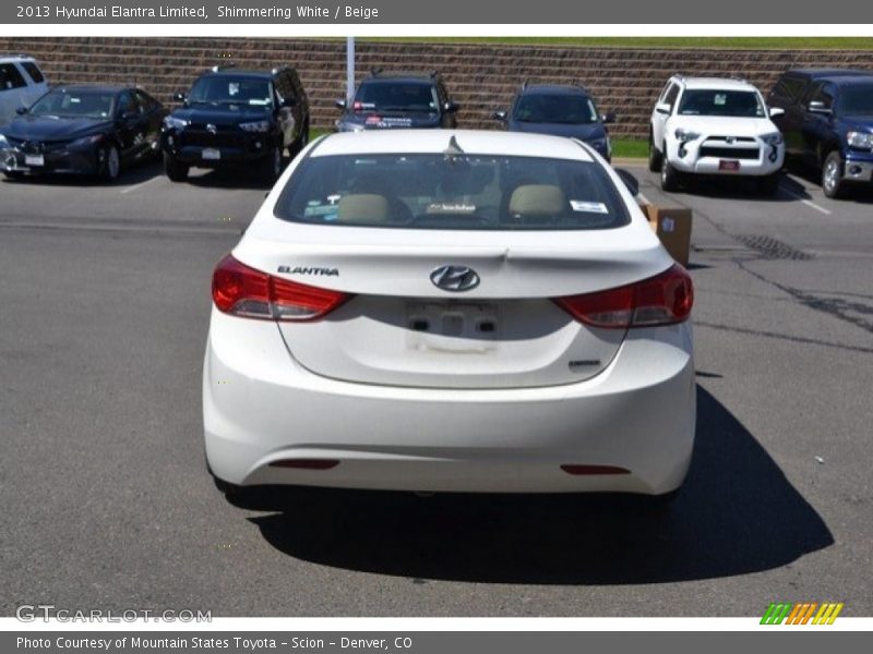 Shimmering White / Beige 2013 Hyundai Elantra Limited