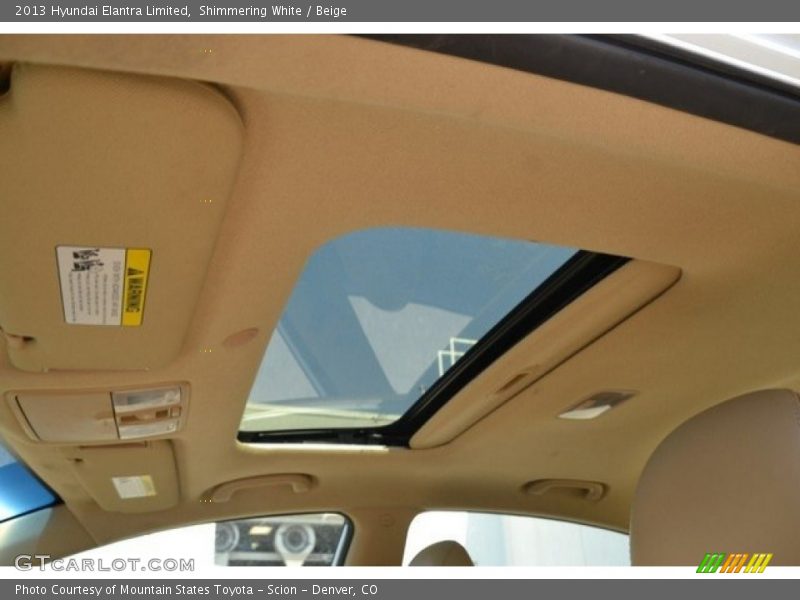 Shimmering White / Beige 2013 Hyundai Elantra Limited