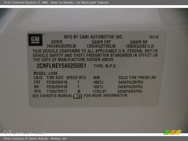 Silver Ice Metallic / Jet Black/Light Titanium 2010 Chevrolet Equinox LT AWD