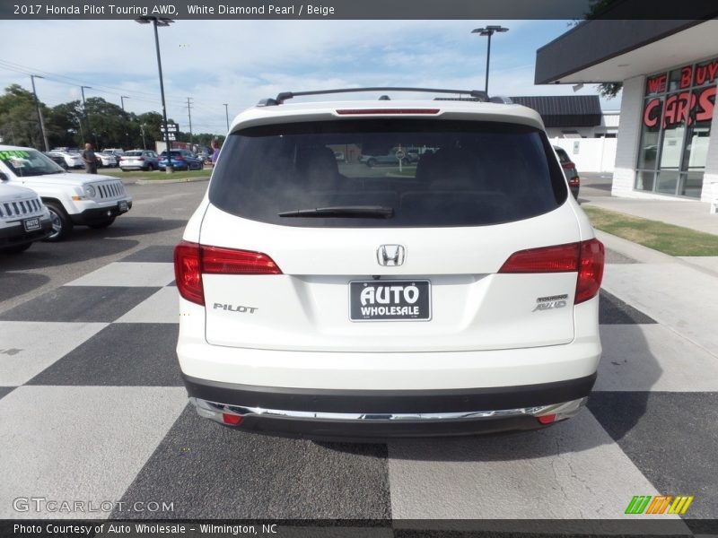 White Diamond Pearl / Beige 2017 Honda Pilot Touring AWD