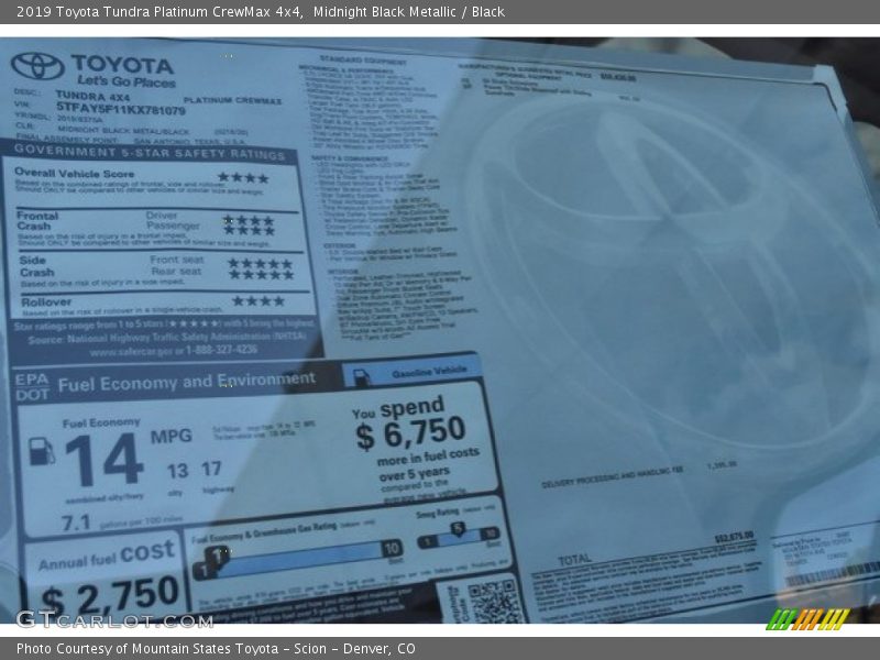 Midnight Black Metallic / Black 2019 Toyota Tundra Platinum CrewMax 4x4