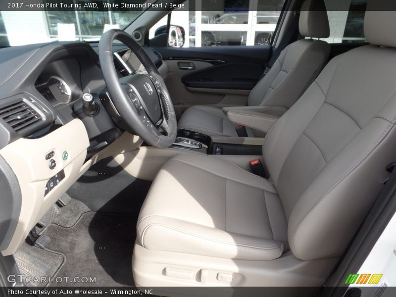 White Diamond Pearl / Beige 2017 Honda Pilot Touring AWD