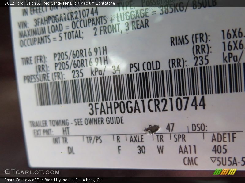 Red Candy Metallic / Medium Light Stone 2012 Ford Fusion S