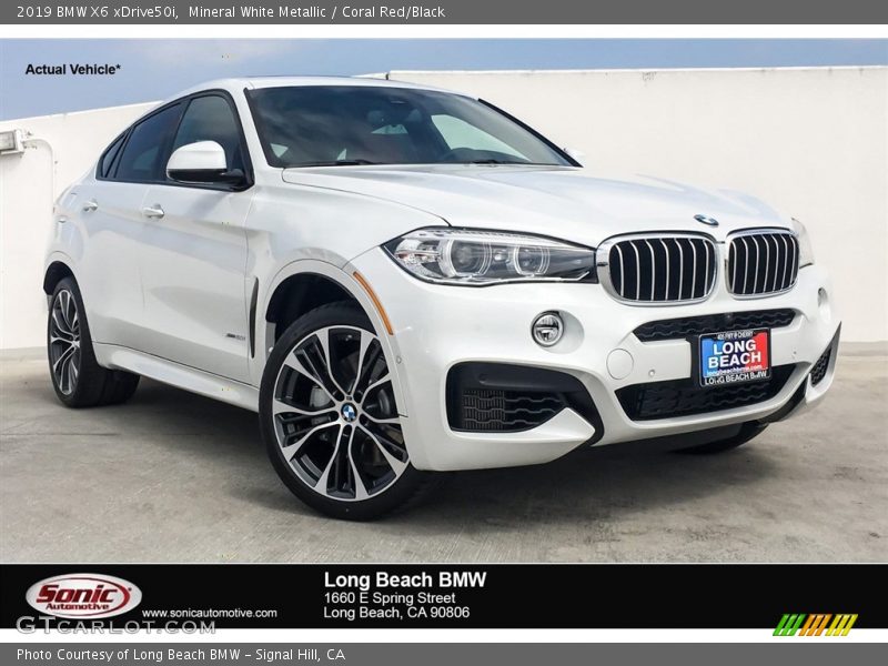 Mineral White Metallic / Coral Red/Black 2019 BMW X6 xDrive50i