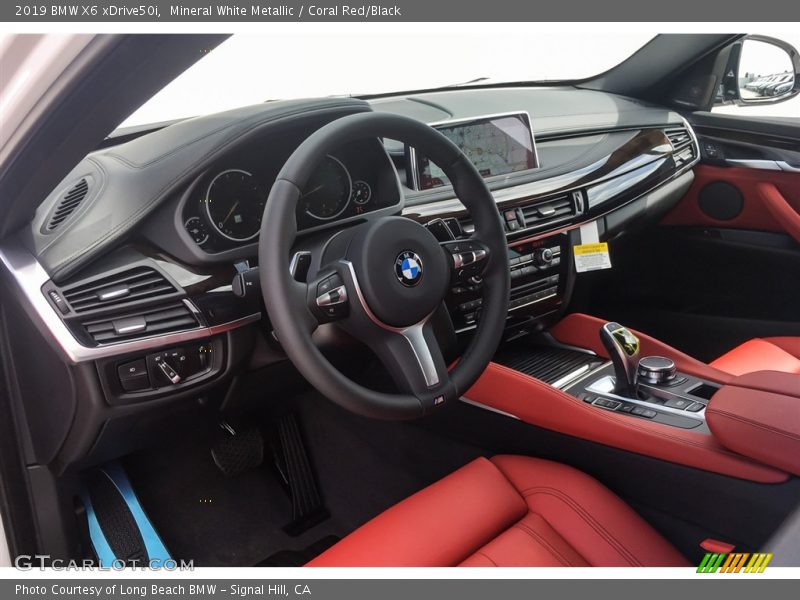 Mineral White Metallic / Coral Red/Black 2019 BMW X6 xDrive50i