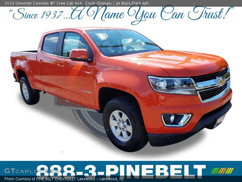 Crush (Orange) / Jet Black/Dark Ash 2019 Chevrolet Colorado WT Crew Cab 4x4
