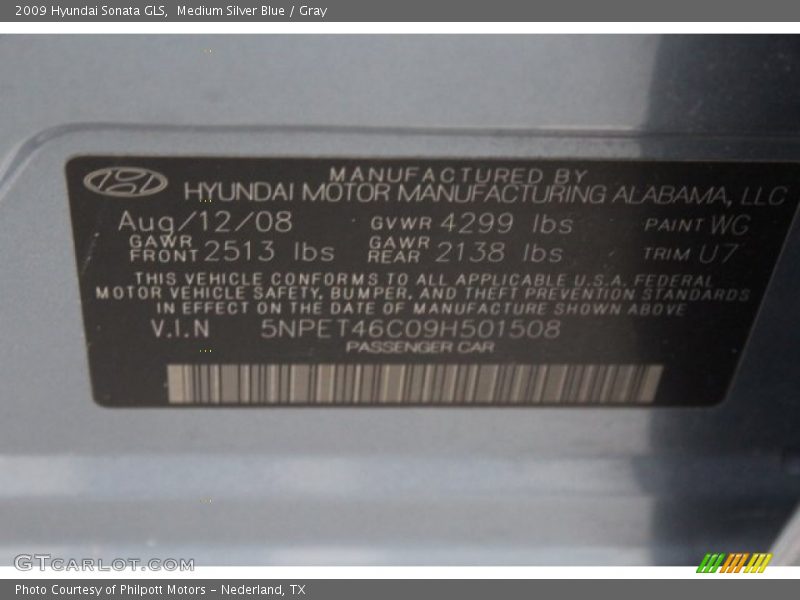 Medium Silver Blue / Gray 2009 Hyundai Sonata GLS