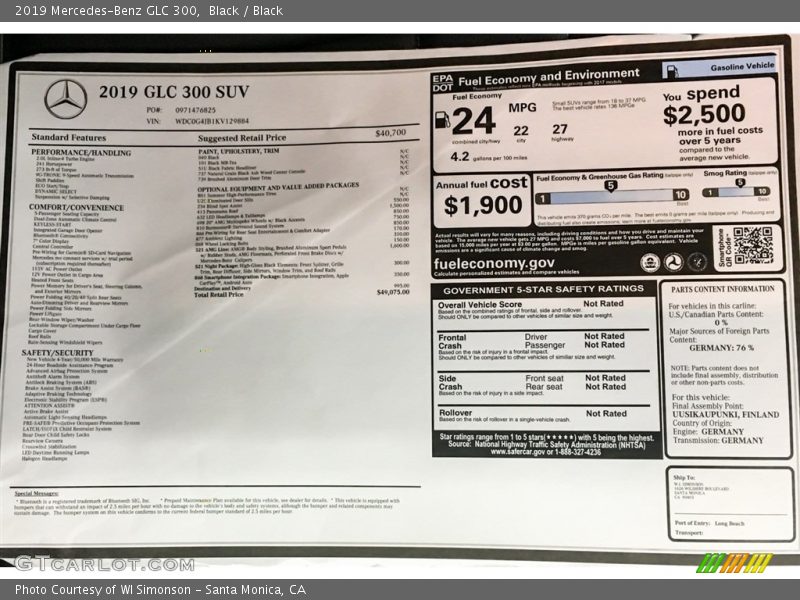 Black / Black 2019 Mercedes-Benz GLC 300