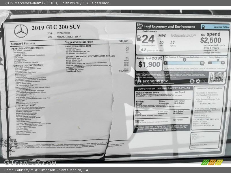 Polar White / Silk Beige/Black 2019 Mercedes-Benz GLC 300