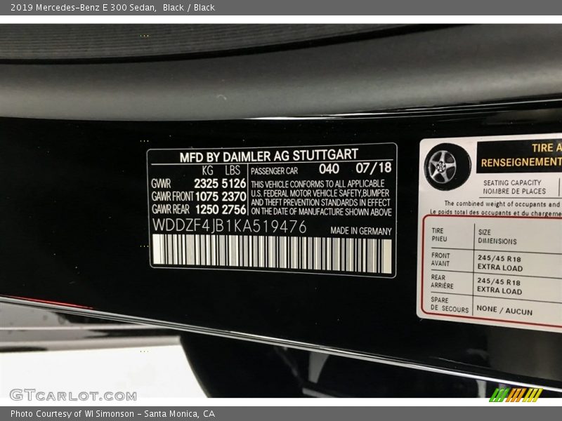 Black / Black 2019 Mercedes-Benz E 300 Sedan