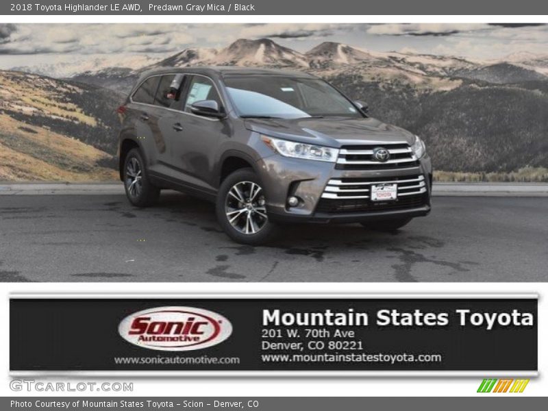 Predawn Gray Mica / Black 2018 Toyota Highlander LE AWD